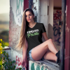 Fueled By Plants Unisex V Neck Vegan Shirt Woman Street Model