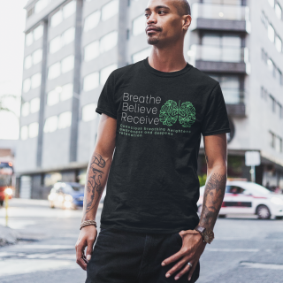 Breath Believe Receive Design Men's short sleeve T-shirt in black