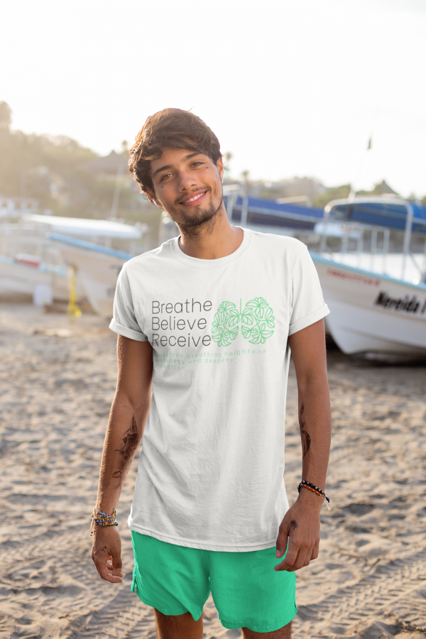 Breath Believe Receive Design Men's short sleeve T-shirt in white