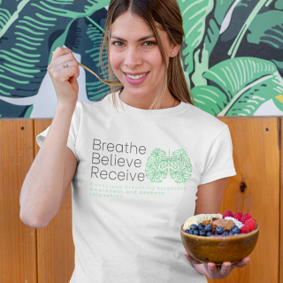 Breath Believe Receive Design Women's short sleeve T-shirt in white