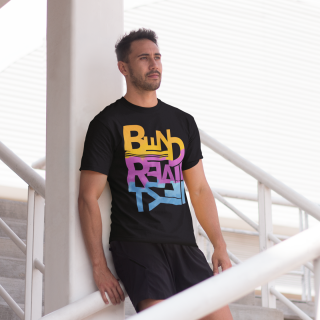 Bend Reality Colorful Big Letters Design Men’s T-shirt in black