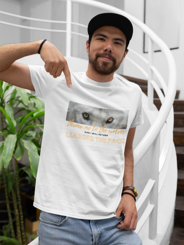 Throw Me To The Wolves Design Men's Sustainable Tee in white